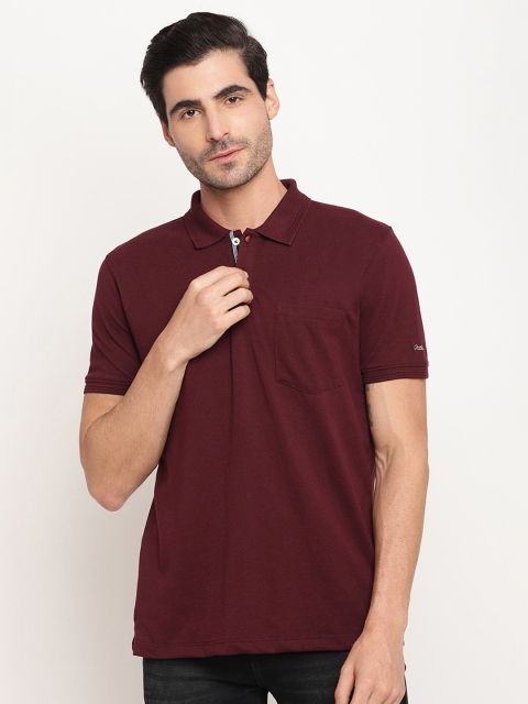 

Octave Men Plus Size Burgundy Polo Collar Regular Fit Cotton T-shirt