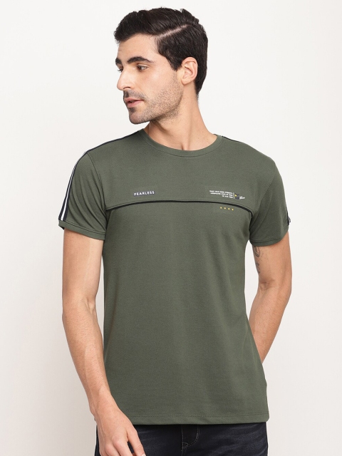 

Octave Men Olive Green Solid Cotton T-shirt