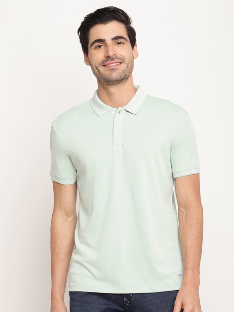 

Octave Men Green Polo Collar Cotton T-shirt