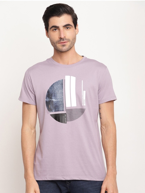 

Octave Men Purple Graphic Printed Cotton Regular Fit T-shirt