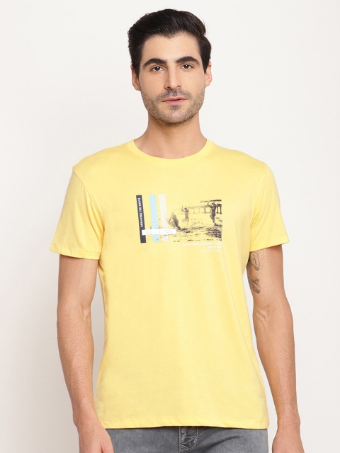 

Octave Men Yellow Typography Printed T-shirt