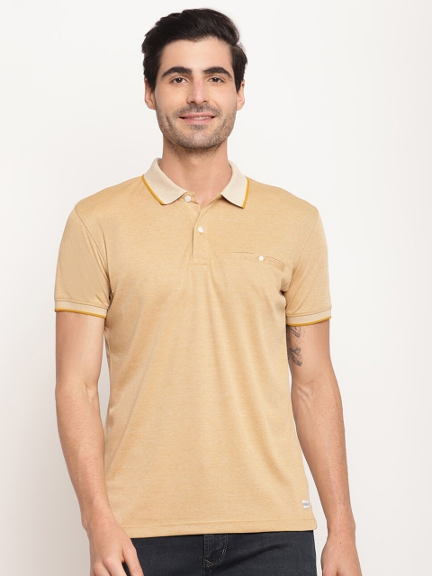 

Octave Men Beige Polo Collar Cotton T-shirt