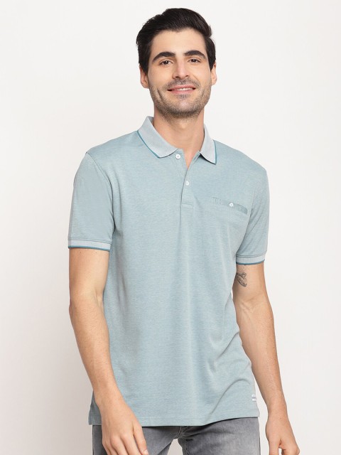 

Octave Men Plus Size Blue Polo Collar Cotton T-shirt