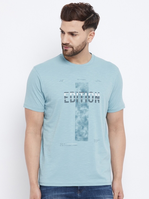 

98 Degree North Men Turquoise Blue Printed T-shirt