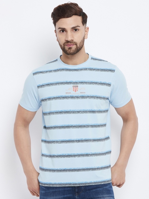 

98 Degree North Men Blue Striped Regular Fit T-shirt