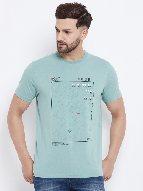 

98 Degree North Men Sea Green Typography Printed Regular Fit T-shirt