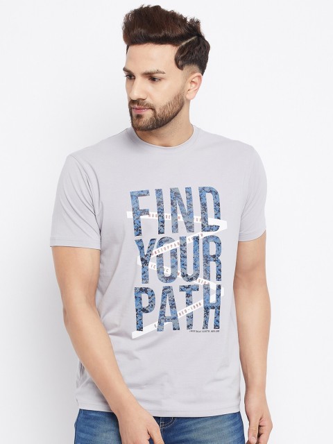 

98 Degree North Men Grey Typography Printed T-shirt
