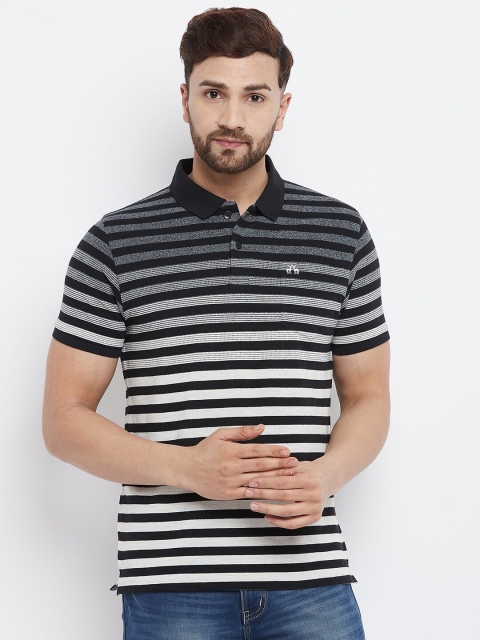 

98 Degree North Men Black & White Striped T-shirt