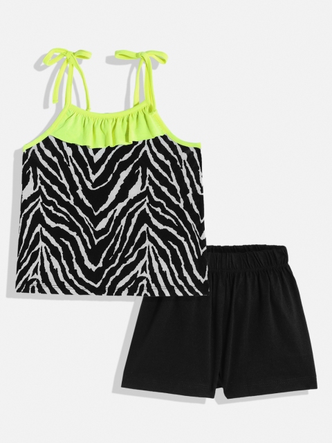 

CrayonFlakes Girls White & Black Animal Printed Co-Ord Set