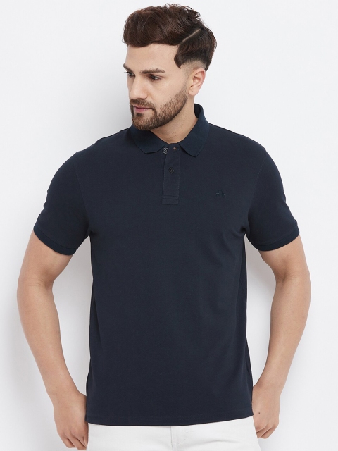 

98 Degree North Men Navy Blue Polo Collar T-shirt