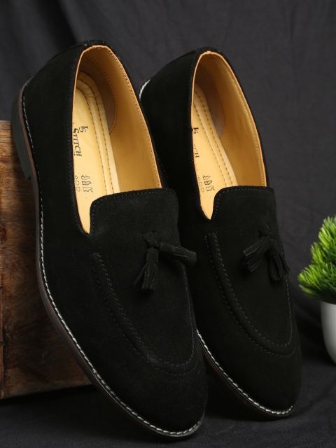 

LOUIS STITCH Men Black Colourblocked Suede Slip-On Sneakers
