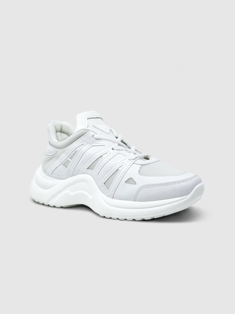 

LYKKEIN Women White Colourblocked PU Chunky Sole Sneakers