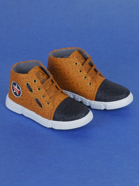 

FEETWELL SHOES Unisex Kids Tan Colourblocked Sneakers