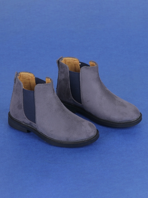 

FEETWELL SHOES Unisex Kids Grey Flat Boots