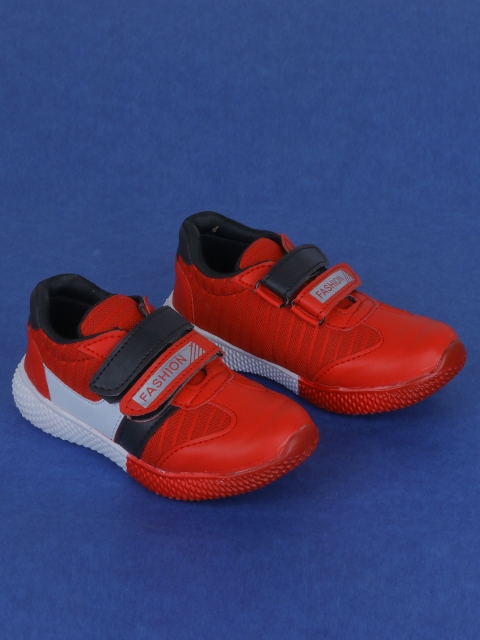 

FEETWELL SHOES Unisex Kids Red Colourblocked Slip-On Sneakers