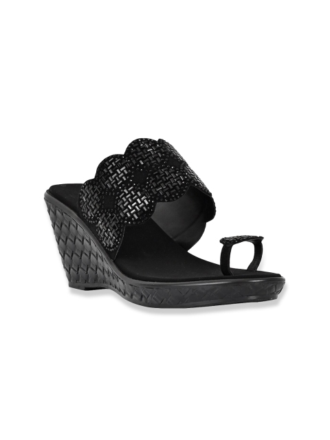 

Jove Black Embellished PU Wedge Sandals