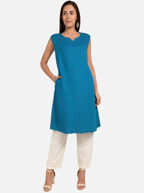 

SALWAR STUDIO Women Blue Cotton Kurta