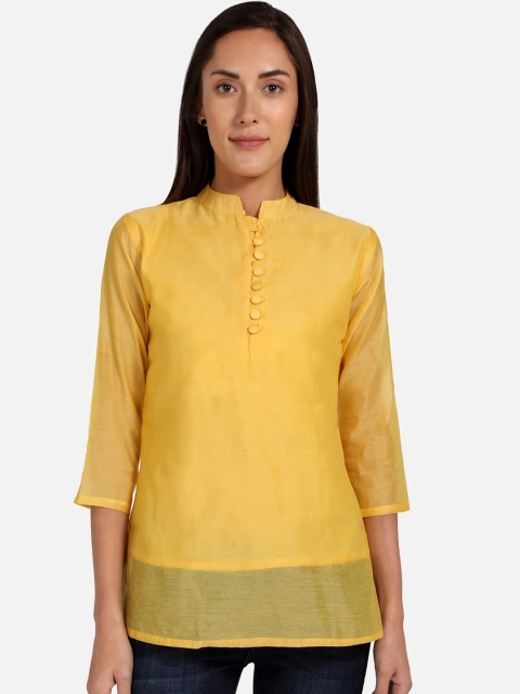 

SALWAR STUDIO Women Yellow Thread Work Kurta