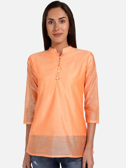 

SALWAR STUDIO Women Orange Cotton Solid Kurti