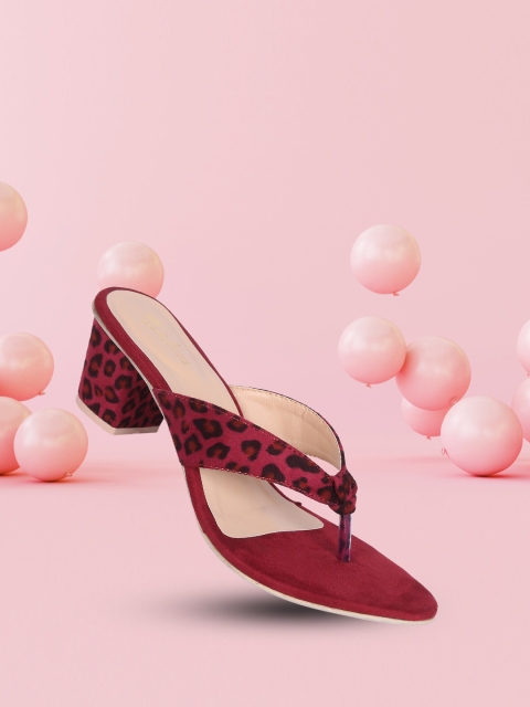 

Picktoes Red Printed Block Sandals