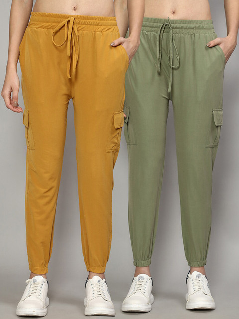 

GRACIT Women Yellow Slim Fit Joggers Trousers