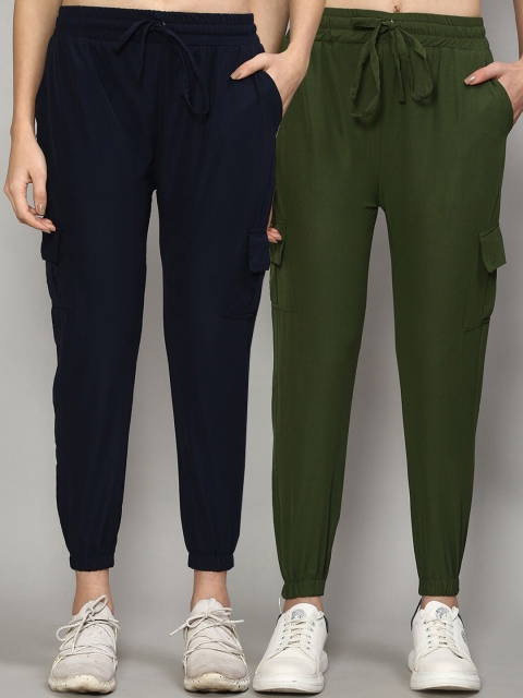 

GRACIT Women Navy Blue Slim Fit Joggers Trousers