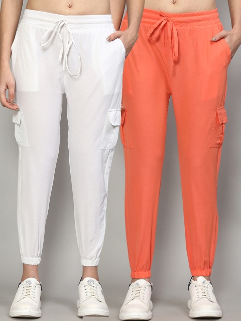

GRACIT Women Pack of 2 Slim Fit Joggers, White