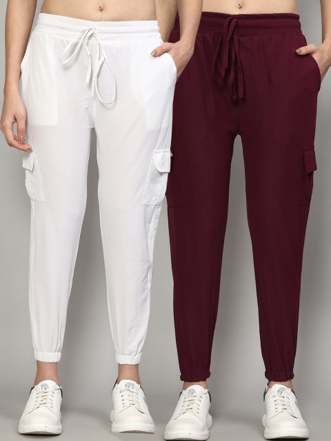 

GRACIT Women White Slim Fit Joggers Trousers