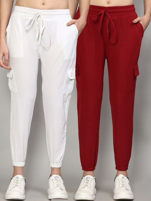 

GRACIT Women Set Of 2 Slim Fit Joggers, White