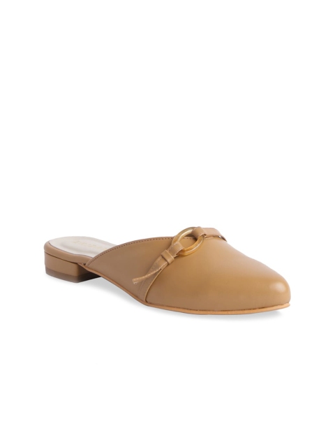 

ERIDANI Women Tan Solid Mules Flats