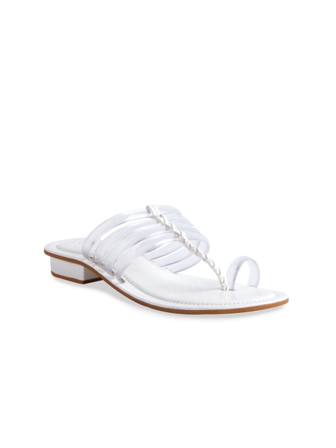 

ERIDANI Women White Textured Open Toe Flats