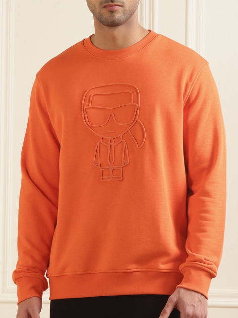 

LAGERFELD Men Orange Cotton Sweatshirt