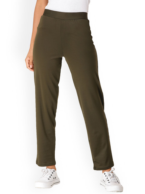 

DECHEN Women Olive Green Straight Fit Track Pants