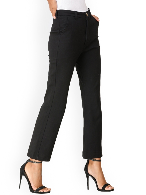 

DECHEN Women Black Slim Fit Trousers