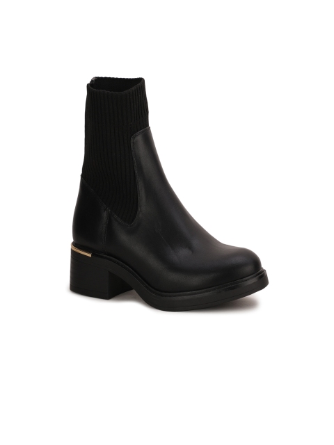 

Bata Women Black Block Heeled Boots