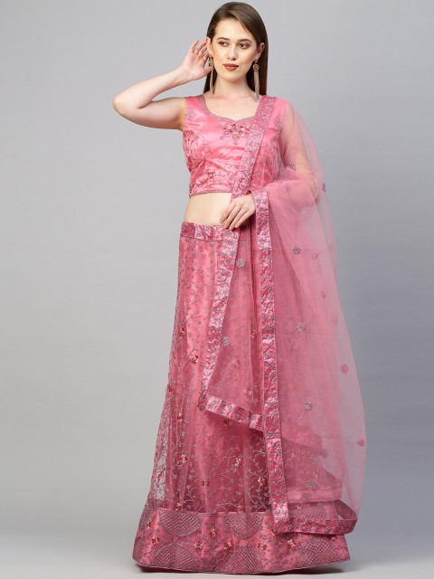 

Rajesh Silk Mills Dusty Pink Embroidered Semi-Stitched Lehenga & Unstitched Choli