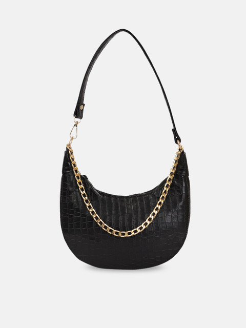 

Bagsy Malone Black PU Oversized Half Moon Hobo Bag with Quilted