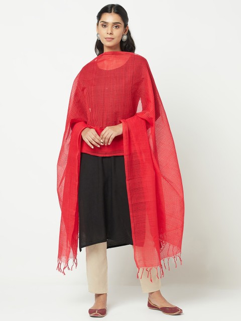 

Fabindia Women Maroon Checked Pure Cotton Dupatta