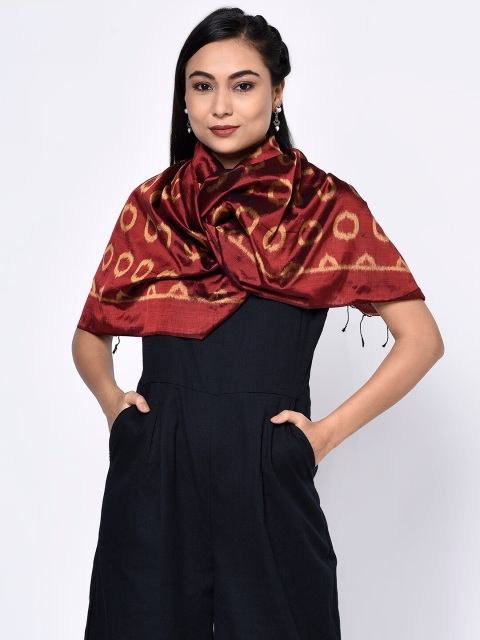 

Fabindia Women Red & Gold-Toned Printed Silk Stole