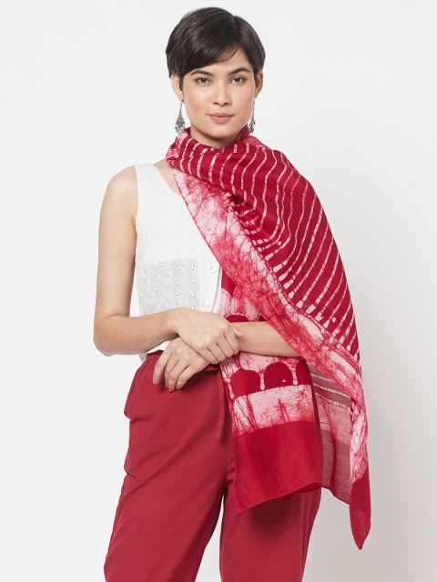 

Fabindia Women Maroon & White Striped Stole
