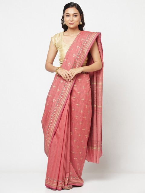 

Fabindia Pink & Golden Paisley Printed Saree