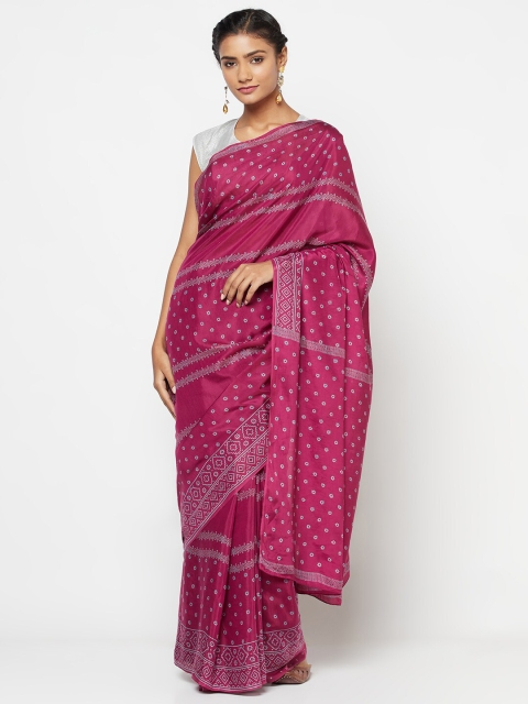 

Fabindia Maroon & Grey Floral Block Print Saree