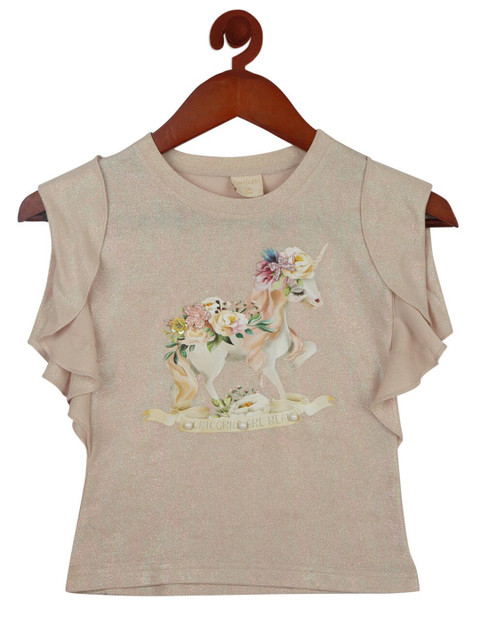 

Tiny Girl Beige Print Top