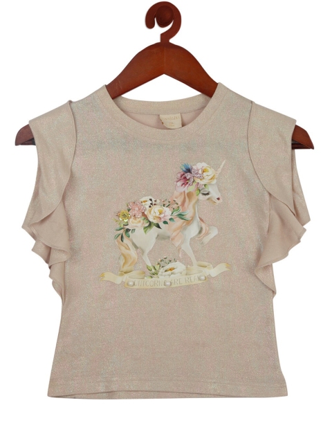 

Tiny Girl Beige Printed Top