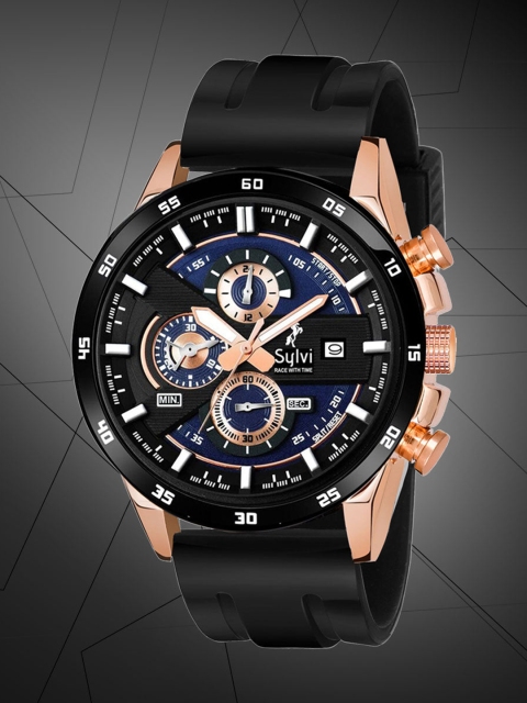 

Sylvi Men Blue Embellished Dial & Black Straps Analogue Watch 556-Blue-Pua-Blue