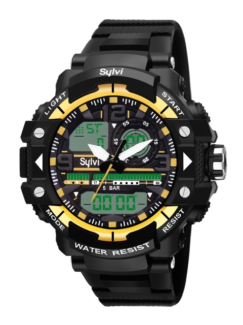 

Sylvi Men Black Dial & Black Straps Analogue & Digital Watch 1606-Golda