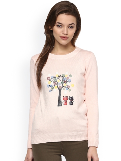 

Camey Women Peach Pink Printed Woollen Top