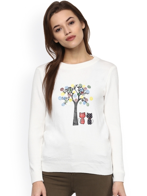 

Camey Women White Printed Woollen Top