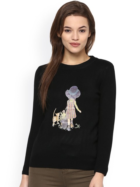 

Camey Women Black Printed Woollen Top