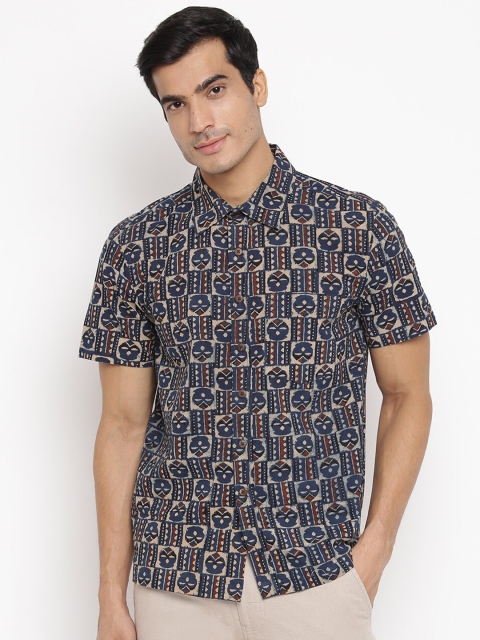 

Fabindia Men Blue Printed Casual Shirt